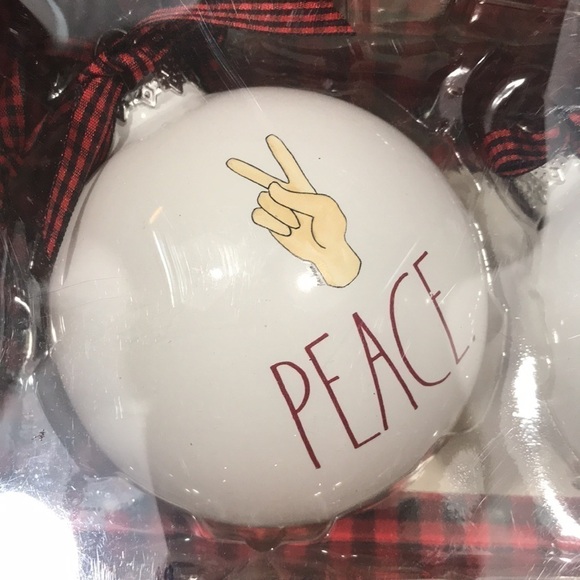 Rae Dunn Set of 3 Ornaments PEACE LOVE JOY - Heart Rainbow Christmas Pride - Picture 2 of 9